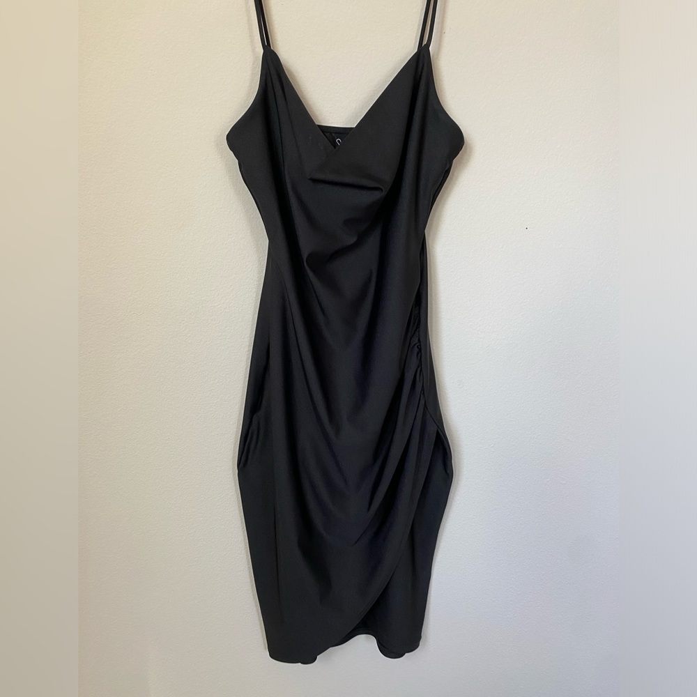 Windsor cowl neck black homecoming dress